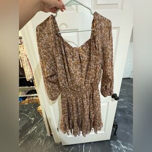 Bohme Floral Long Sleeve Dress - Brown